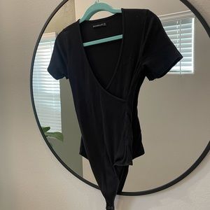 Abercrombie & Fitch Black Wrap Body Suit